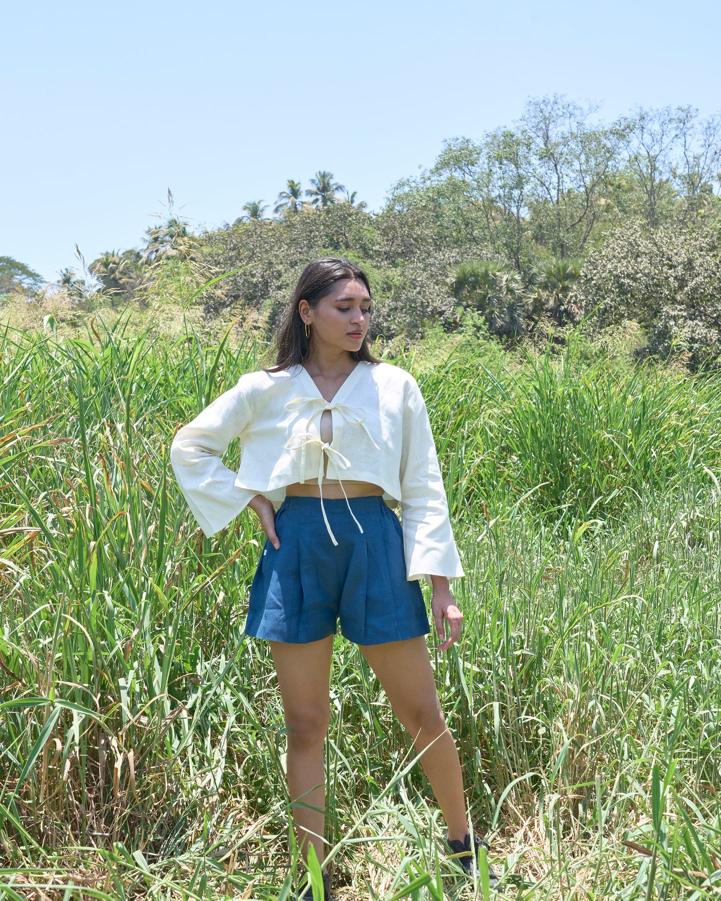 Bowstring Top and Pleated Shorts Set