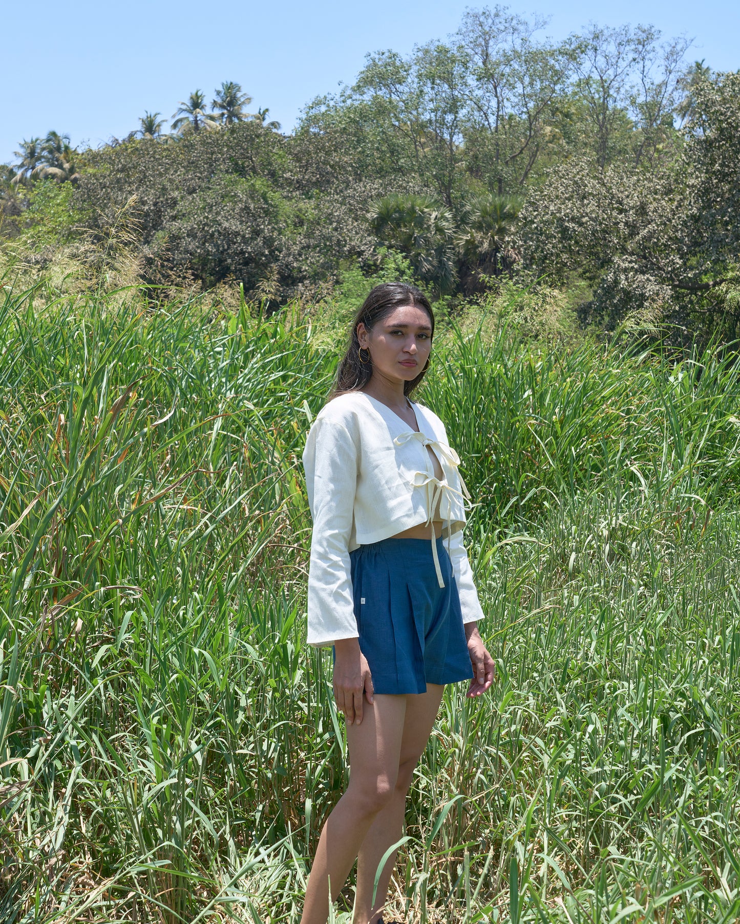 Bowstring Top and Pleated Shorts Set