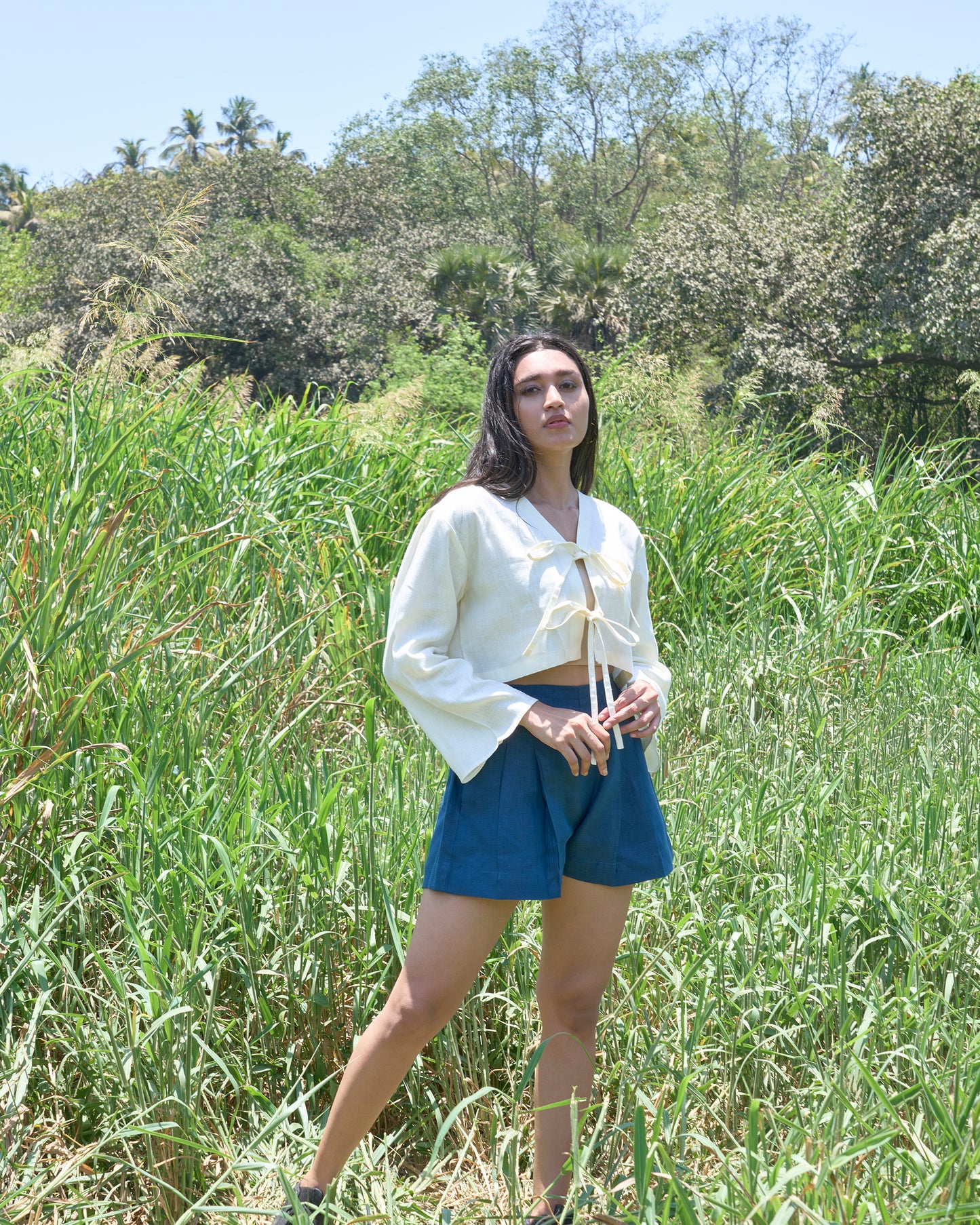 Bowstring Top and Pleated Shorts Set